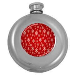 Christmas Snow Flake Pattern Round Hip Flask (5 oz)