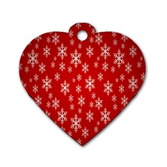 Christmas Snow Flake Pattern Dog Tag Heart (Two Sides)