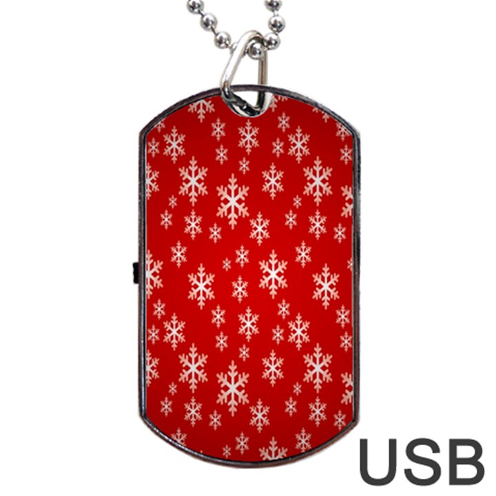 Christmas Snow Flake Pattern Dog Tag USB Flash (One Side)