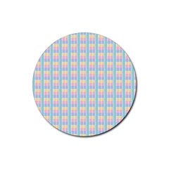 Grid Squares Texture Pattern Rubber Round Coaster (4 pack) 