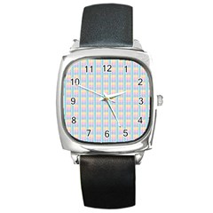 Grid Squares Texture Pattern Square Metal Watch