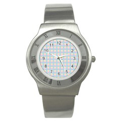 Grid Squares Texture Pattern Stainless Steel Watch