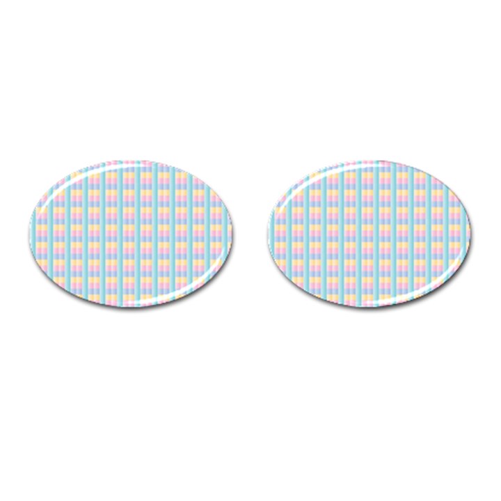 Grid Squares Texture Pattern Cufflinks (Oval)