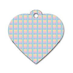 Grid Squares Texture Pattern Dog Tag Heart (Two Sides)