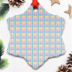 Grid Squares Texture Pattern Snowflake Ornament (Two Sides)