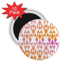 Geometric Abstract Orange Purple Pattern 2 25  Magnets (10 Pack)  by Nexatart