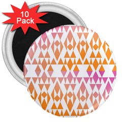 Geometric Abstract Orange Purple Pattern 3  Magnets (10 Pack)  by Nexatart