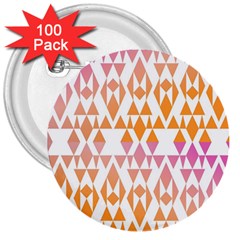 Geometric Abstract Orange Purple Pattern 3  Buttons (100 Pack)  by Nexatart