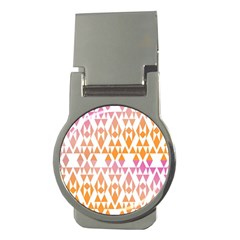 Geometric Abstract Orange Purple Pattern Money Clips (round)  by Nexatart