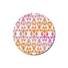 Geometric Abstract Orange Purple Pattern Rubber Coaster (round)  by Nexatart