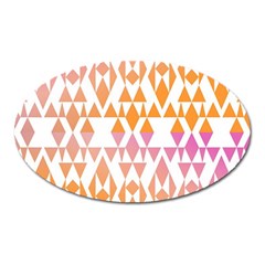 Geometric Abstract Orange Purple Pattern Oval Magnet by Nexatart