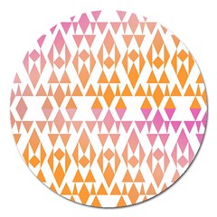 Geometric Abstract Orange Purple Pattern Magnet 5  (round) by Nexatart