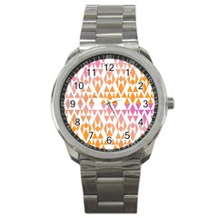 Geometric Abstract Orange Purple Pattern Sport Metal Watch by Nexatart