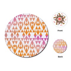 Geometric Abstract Orange Purple Pattern Playing Cards (round)  by Nexatart