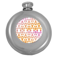 Geometric Abstract Orange Purple Pattern Round Hip Flask (5 Oz) by Nexatart