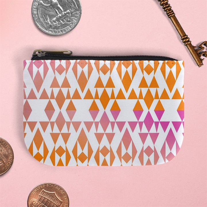 Geometric Abstract Orange Purple Pattern Mini Coin Purses