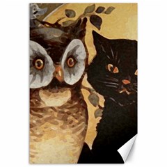 Owl And Black Cat Canvas 24  X 36  by Nexatart