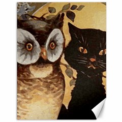 Owl And Black Cat Canvas 36  X 48   by Nexatart