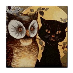 Owl And Black Cat Face Towel by Nexatart