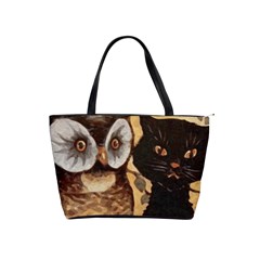 Owl And Black Cat Shoulder Handbags by Nexatart