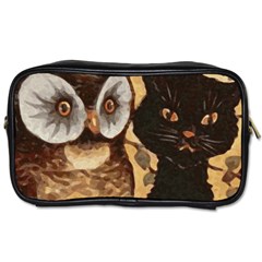 Owl And Black Cat Toiletries Bags 2-side by Nexatart