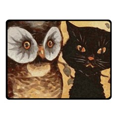 Owl And Black Cat Fleece Blanket (small) by Nexatart