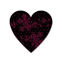 Pink Floral Pattern Background Wallpaper Heart Magnet by Nexatart