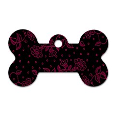 Pink Floral Pattern Background Wallpaper Dog Tag Bone (one Side) by Nexatart