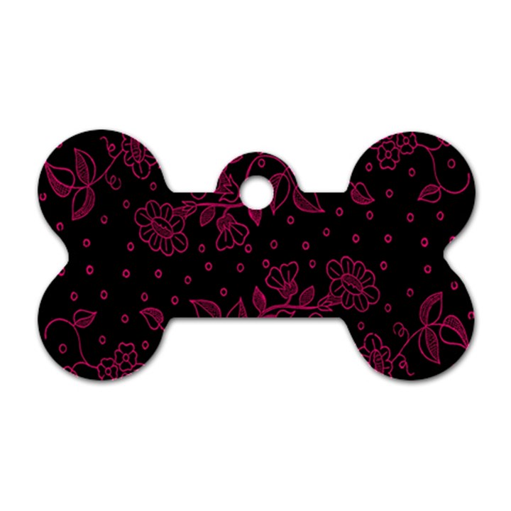 Pink Floral Pattern Background Wallpaper Dog Tag Bone (One Side)