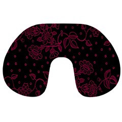 Pink Floral Pattern Background Wallpaper Travel Neck Pillows by Nexatart