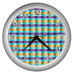 Pattern Grid Squares Texture Wall Clocks (silver)  by Nexatart