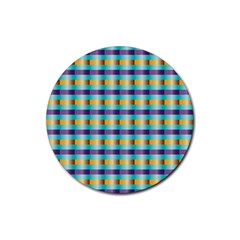 Pattern Grid Squares Texture Rubber Round Coaster (4 Pack) 