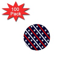 Patriotic Red White Blue Stars 1  Mini Buttons (100 Pack) 