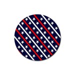 Patriotic Red White Blue Stars Rubber Round Coaster (4 pack)  Front