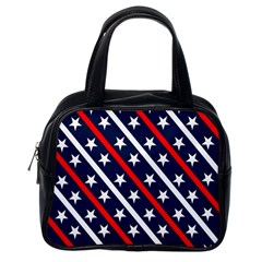 Patriotic Red White Blue Stars Classic Handbags (one Side) by Nexatart