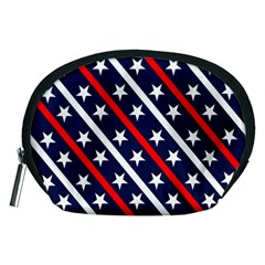 Patriotic Red White Blue Stars Accessory Pouches (medium)  by Nexatart