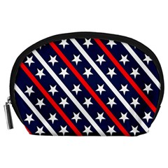 Patriotic Red White Blue Stars Accessory Pouches (large)  by Nexatart