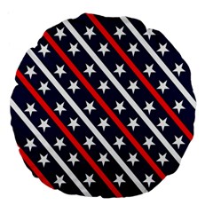 Patriotic Red White Blue Stars Large 18  Premium Flano Round Cushions by Nexatart