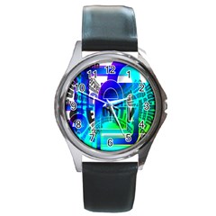 Security Castle Sure Padlock Round Metal Watch by Nexatart