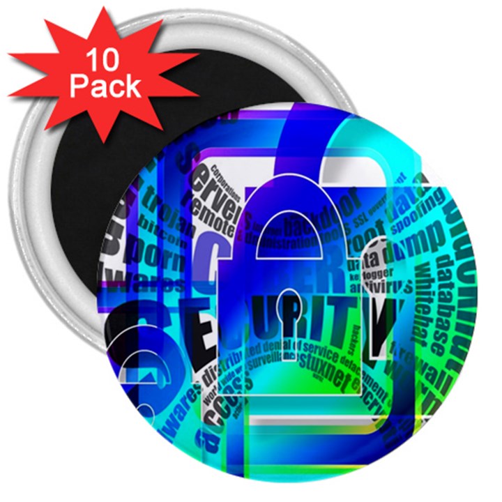 Security Castle Sure Padlock 3  Magnets (10 pack) 