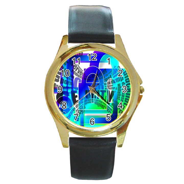 Security Castle Sure Padlock Round Gold Metal Watch