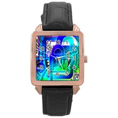 Security Castle Sure Padlock Rose Gold Leather Watch  by Nexatart