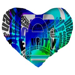 Security Castle Sure Padlock Large 19  Premium Flano Heart Shape Cushions by Nexatart