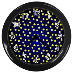 Star Christmas Yellow Wall Clocks (black) by Nexatart