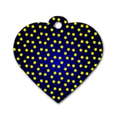 Star Christmas Yellow Dog Tag Heart (two Sides) by Nexatart