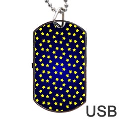 Star Christmas Yellow Dog Tag Usb Flash (one Side) by Nexatart