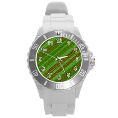 Stripes Course Texture Background Round Plastic Sport Watch (l) by Nexatart