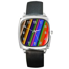 Strip Colorful Pipes Books Color Square Metal Watch by Nexatart