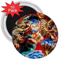 Thailand Bangkok Temple Roof Asia 3  Magnets (10 Pack)  by Nexatart