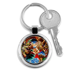 Thailand Bangkok Temple Roof Asia Key Chains (round)  by Nexatart